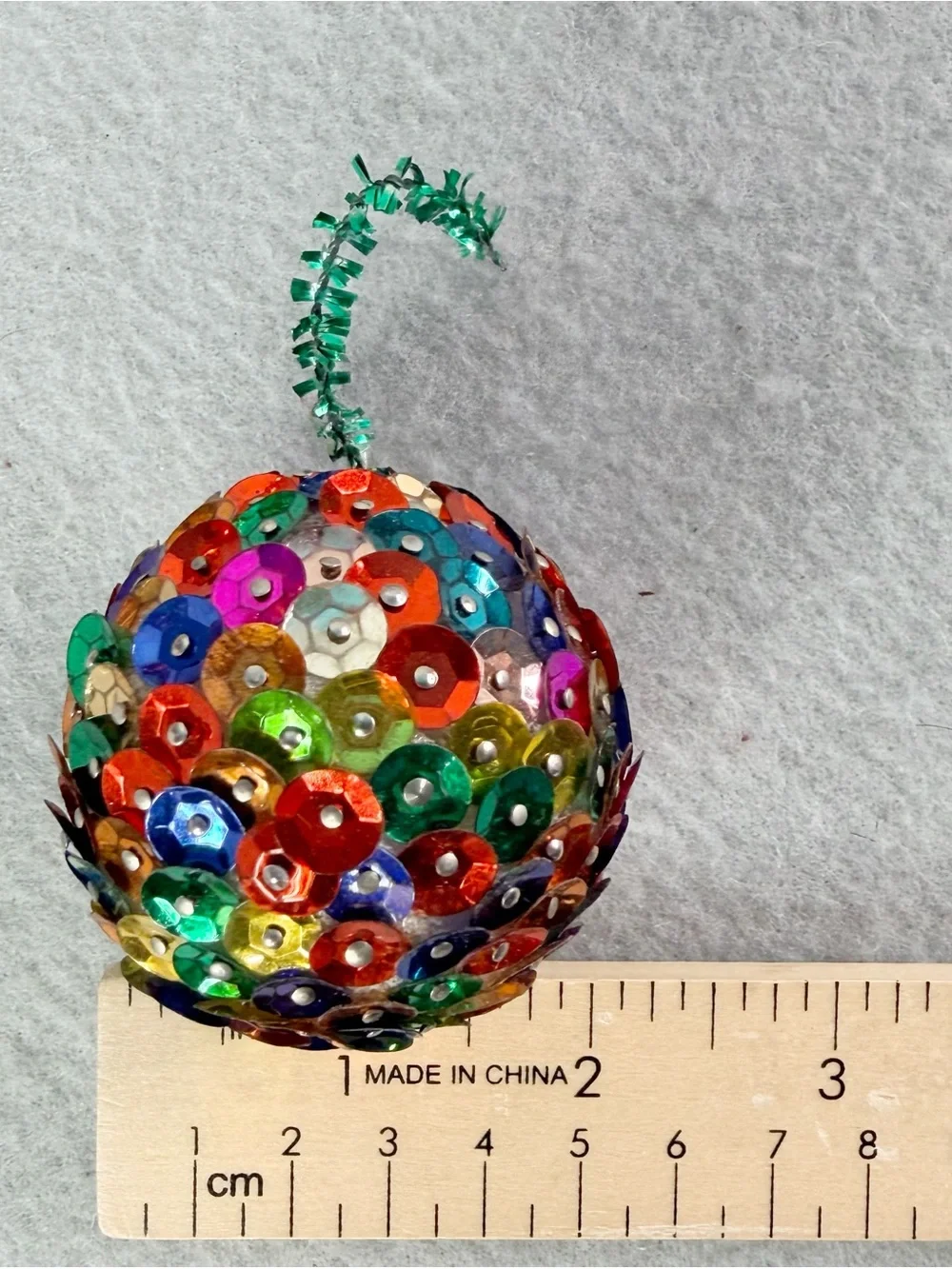 Vintage Handmade Christmas Push Pin Ornaments Sequins Ball Beaded Holiday Retro